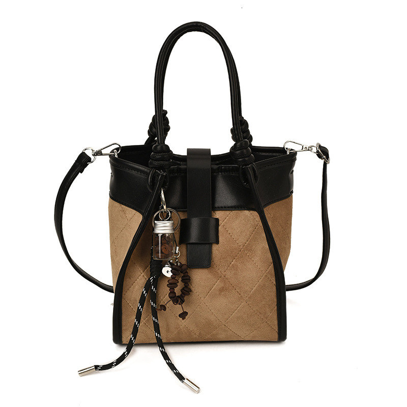 Free shipping designer Fashion Retro Color-Block Handbag Mother Bag Women High-End Super Popular Quilted Bucket Bag Suede Crossbody Bag