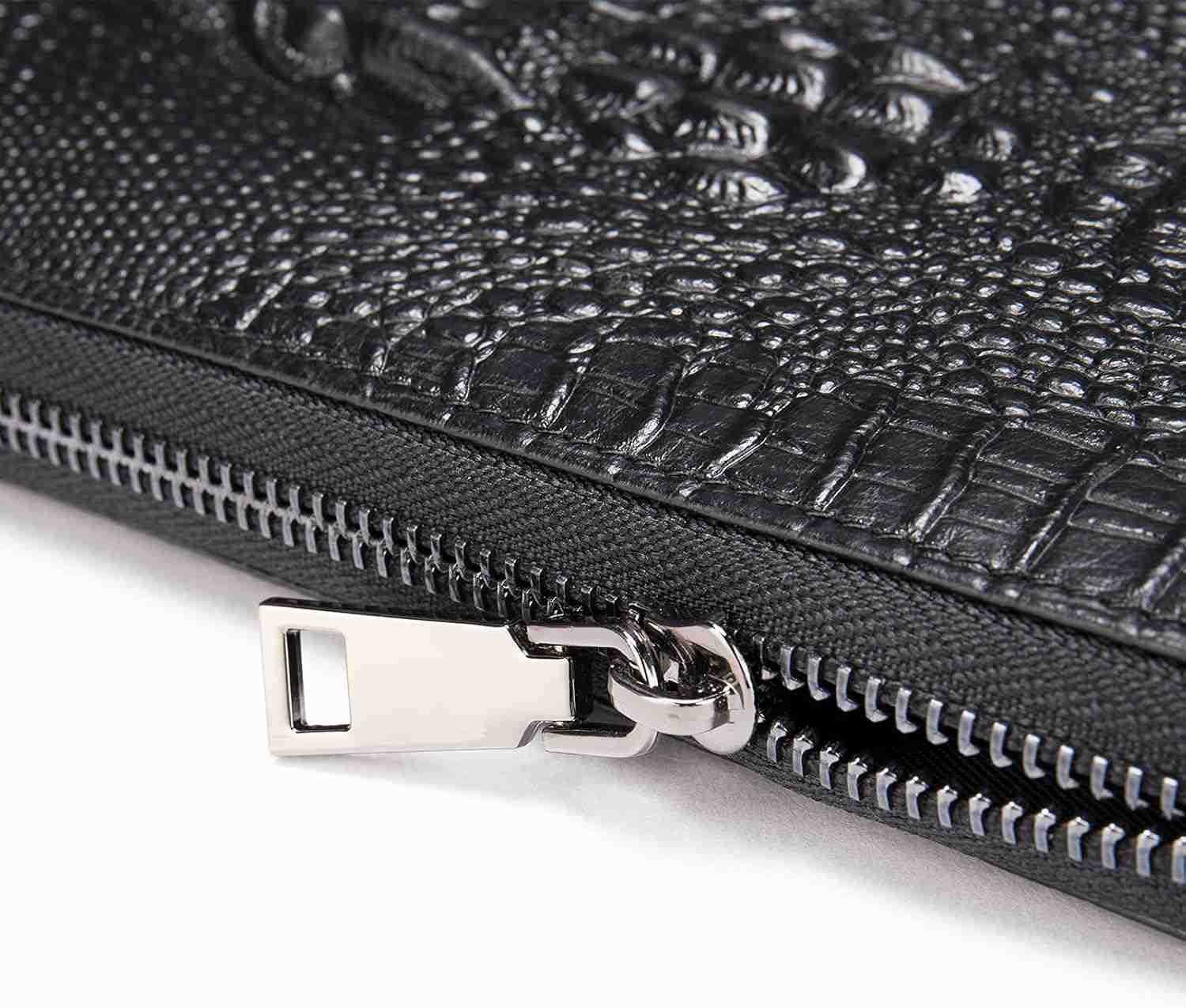 Genuine Leather Cool Long Wallets for Men Personalized Zip Around Wallet Checkbook Cash CARD Holder Wallet BlackZ250910