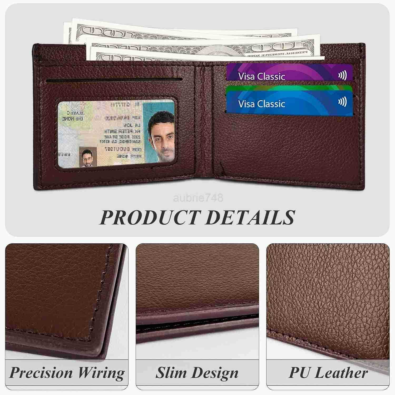 Mens Slim Wallet PU Leather CARD Wallet Bifold Wallets for Men and Boys Lightweight Mens Wallet for Work Shopping Travel BlackZ250910