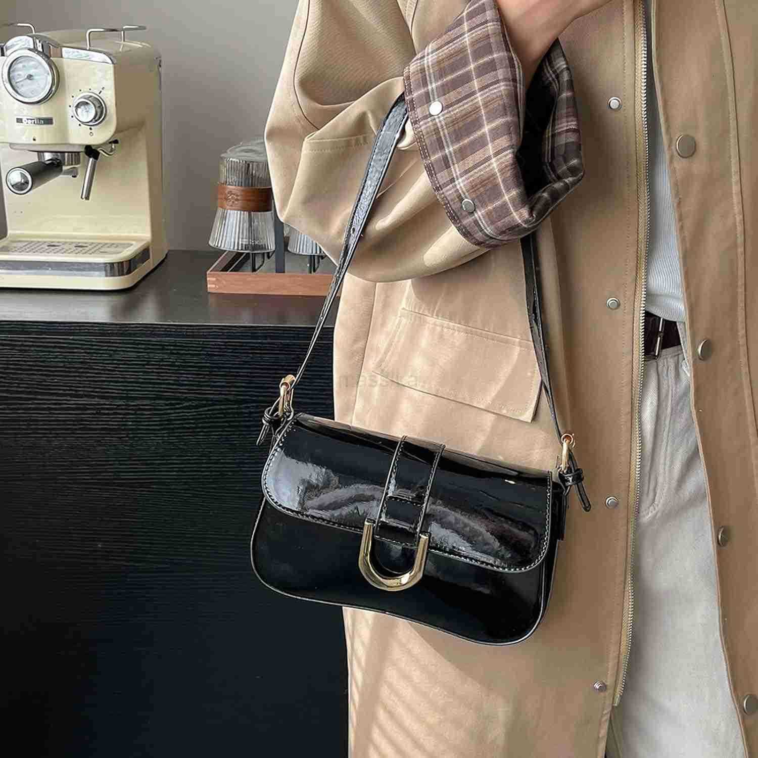 Small Shoulder BagY2K Purse for Women PU Leather Tote Handbag Clutch Purse with 2 Removable Straps Crossbody Bags M250909