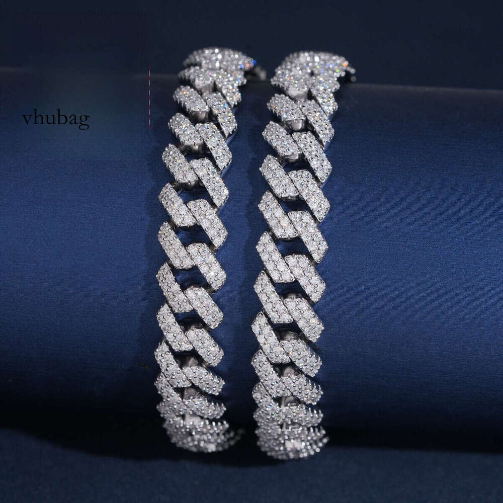 USA Local Stock Iced Out Dia Fast Ship Custom Hip Hop Jewelry Sier VVS Moissanite Shining Cuban Link Bracelet