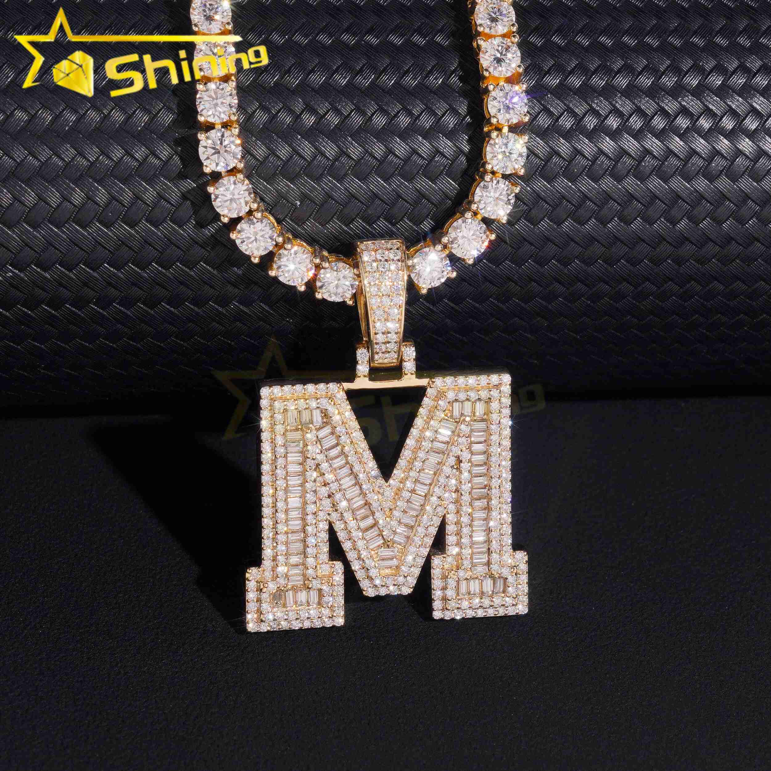 Custom Made Hip Hop Jewelry 10K 14K 18K Real Gold Lab Diamond Iced Out Hip Hop Initial Pendant HighEnd Hand Setting Jewelry