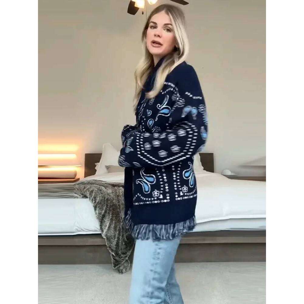 Designer Clothing 2025 Versatile Street Oversize Tassel Cardigan Woman Shawl Lace Up Colorful Loose Long Sleeves Casual Women's Cardigans