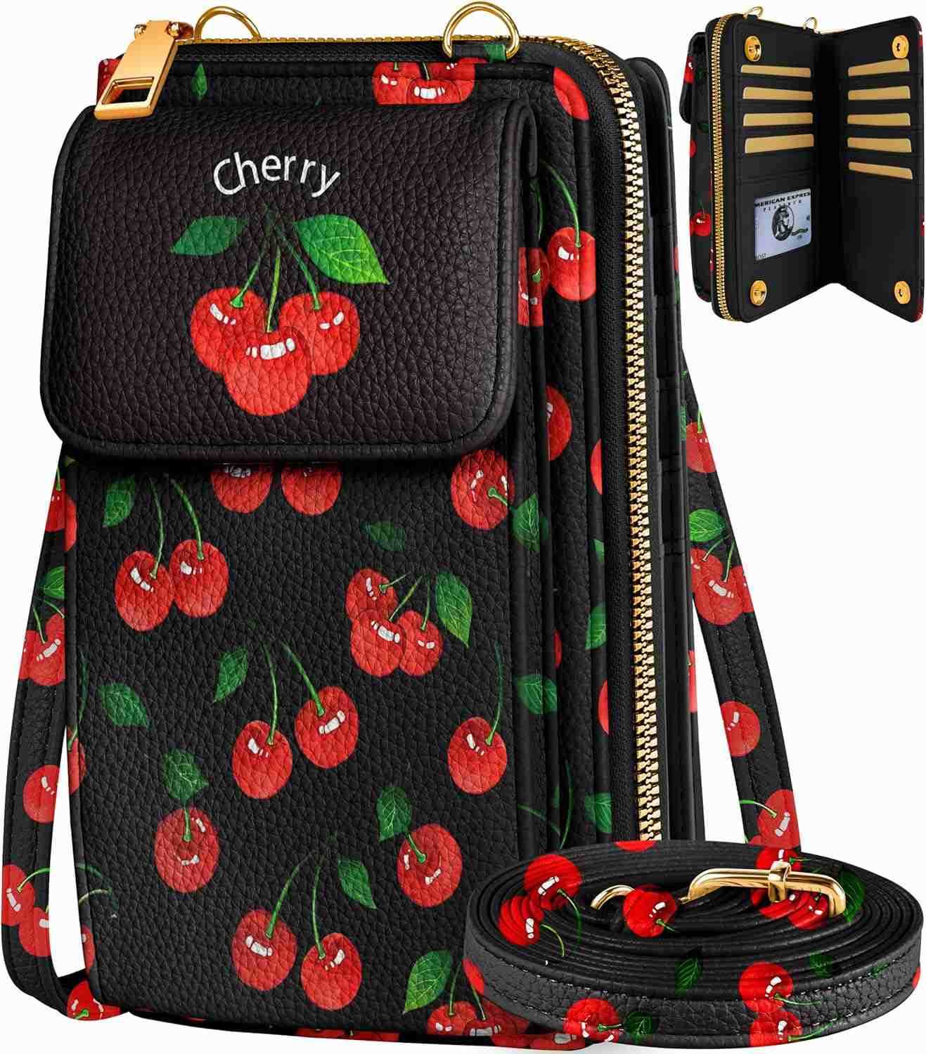 Cute Crossbody Purse Cell Phone Bags for Women Leather Cellphone Wallet Purse with Adjustable Shoulder RopeW250909