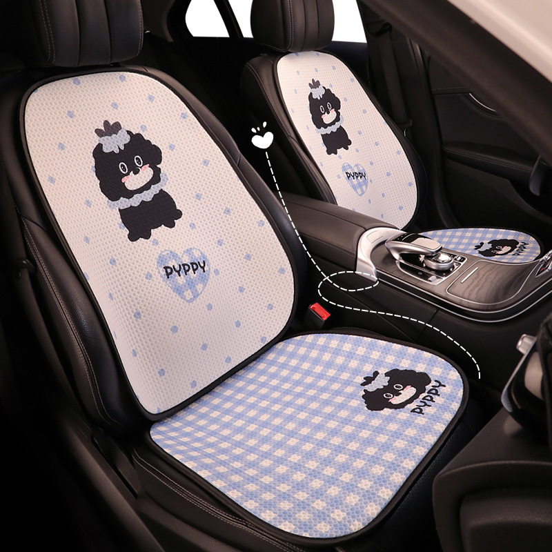 2025 Car Seat Cushion Four Seasons Breathable Half Pack Seat Cover Cartoon Cute Ladies Car Interior Universal Seat Cushion Cover 250910