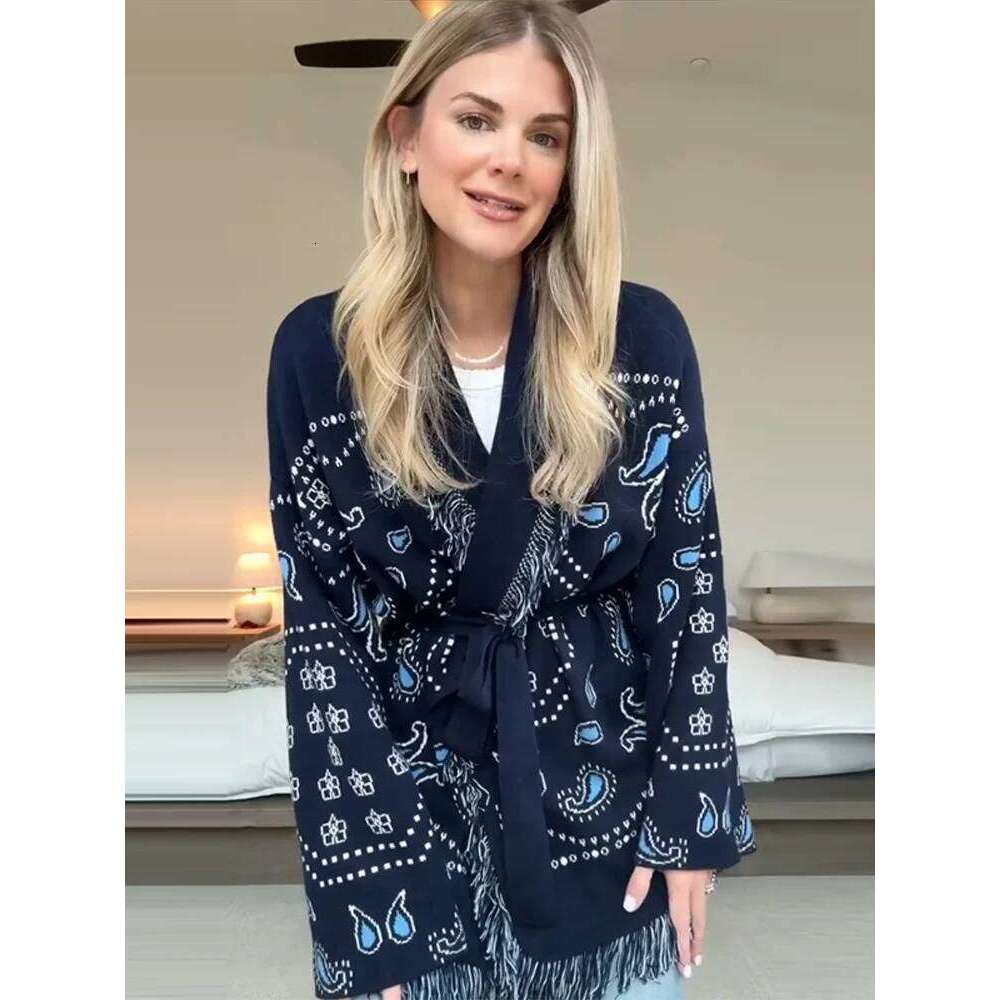 Designer Clothing 2025 Versatile Street Oversize Tassel Cardigan Woman Shawl Lace Up Colorful Loose Long Sleeves Casual Women's Cardigans