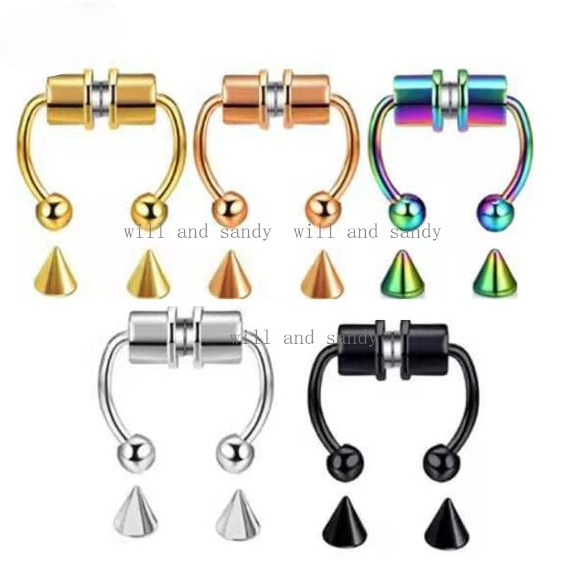 Anti Allergy Nose Ring Septum Piercing Magnet Magnetic Nose Hoop Rings Faux Septum Rings Non Piercing Clip on Nose Hoop Rings for Women Men Fine Jewel