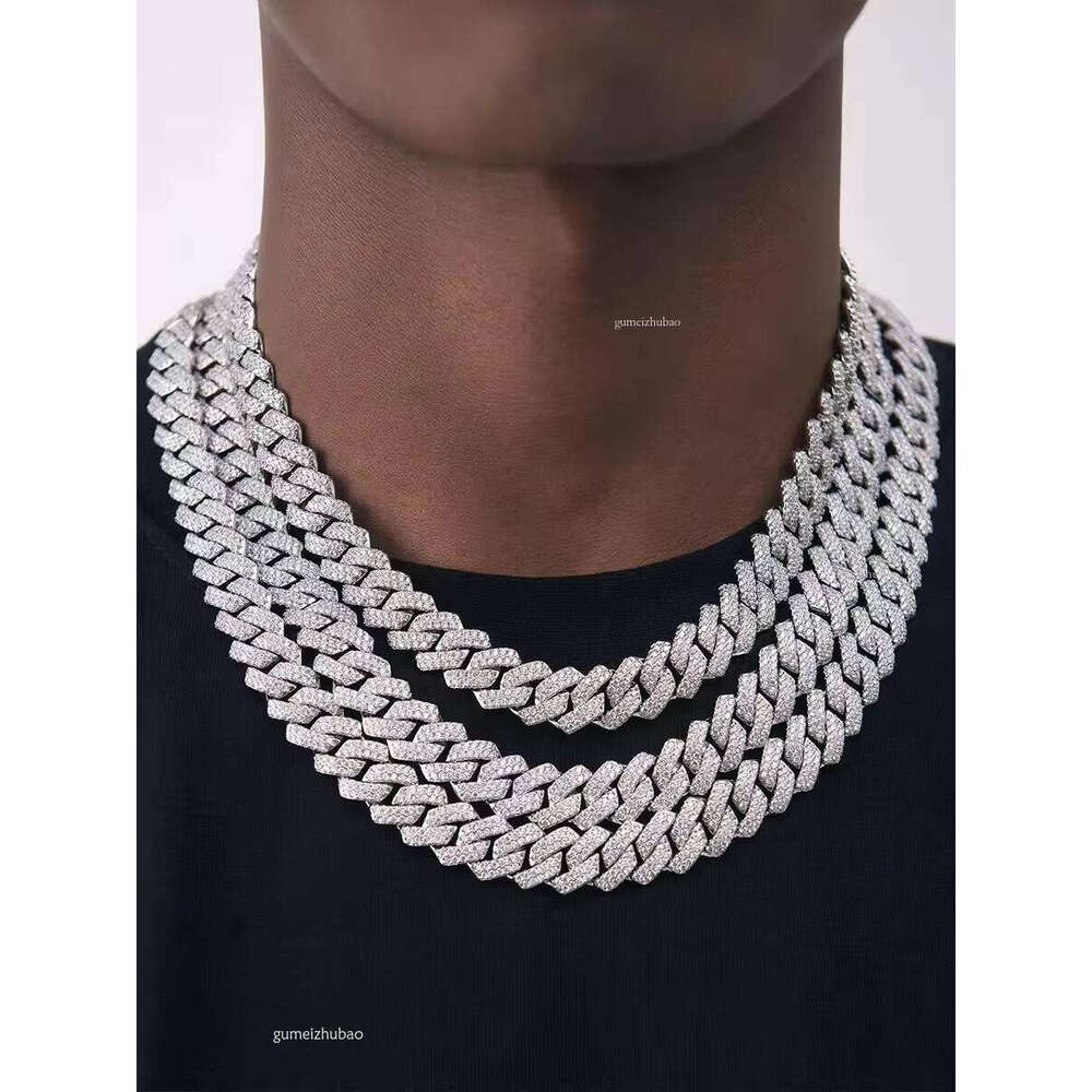 Mang Hiphop VVSMossanite Bracelet 6mm 8mm 10mm 12mm 15mm GRA S Sier Necklace Moissanite Cuban Chain