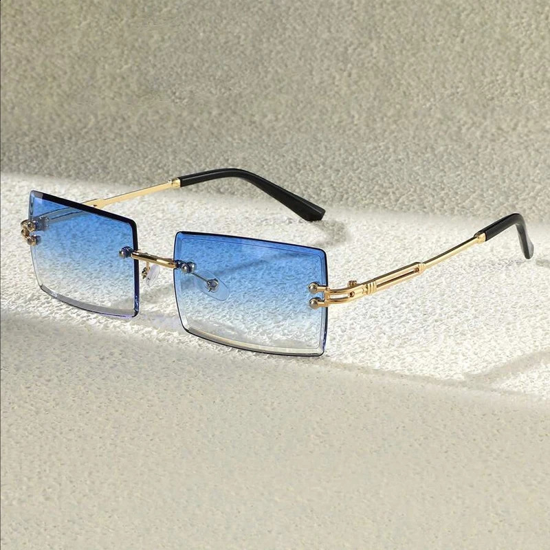3pcs Mens Frameless Rectangle Sunglasses Classic Fashion Eyewear For Daily Life And Outdoor Travel Beach250909
