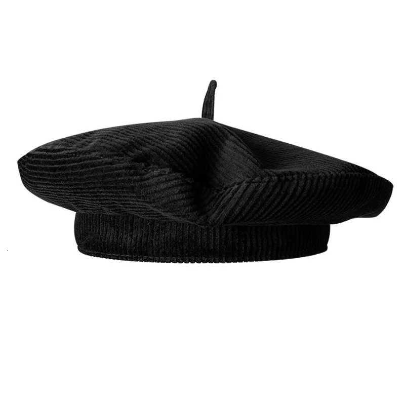 Autumn Winter Fashion Corduroy Black Beret Versati Stylish Flying Saucer Hat Egant Painter Fashion wear for Wen G250910
