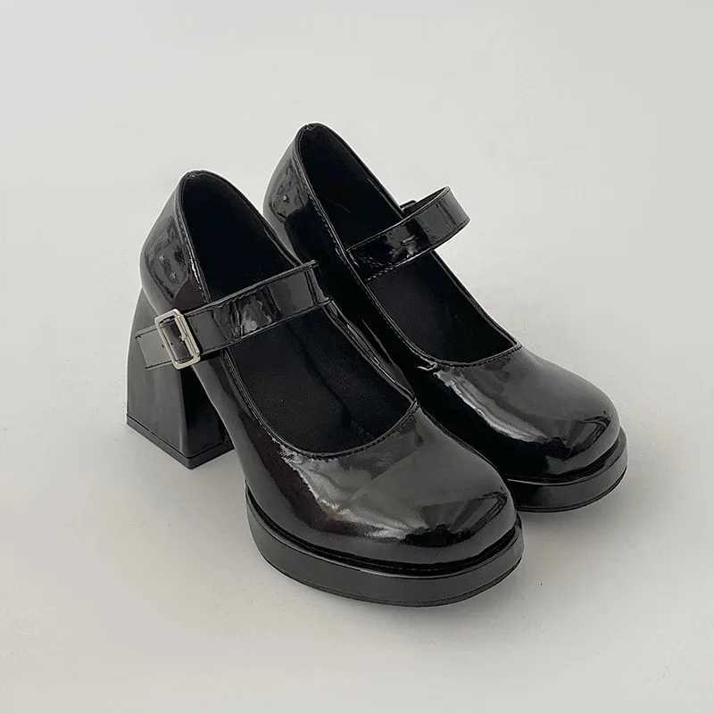2024 Mary Jane Shoes Women Fashion Chunky Platform Pumps Woman Elegant Retro office high heels Thick Heeled Party Shoes 42 W250910