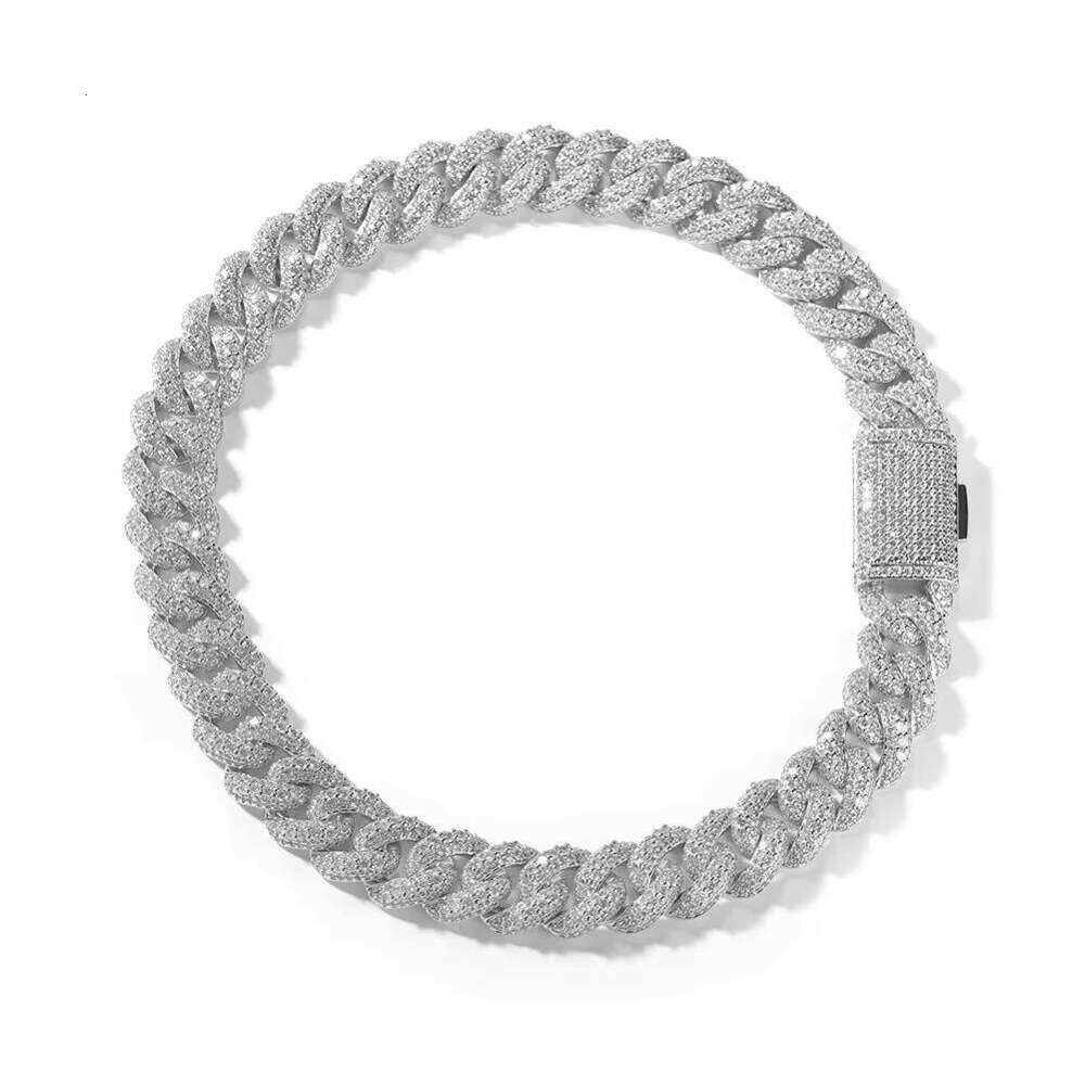 Sier 10MM Cuban Chain Bracelet Men's Hip Hop Jewelry GRA Certified Gift Product Moissanite Bracelets Bangles