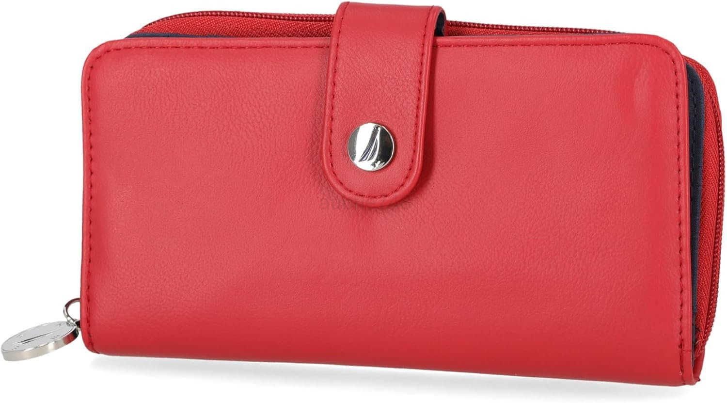 Zip Around Wallet for Women RFID Vegan Leather Clutch Bifold Organizer with Phone Holder Card Slots and Checkbook Pocket Fuego RedZ250910
