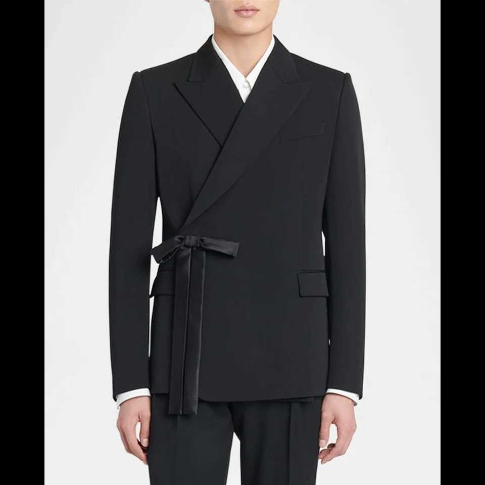 Classic Black Mens Suits Blazer Pants Slim Fit Bow Peak Lapel Business Formal Occasion Suits Banquet Coustome Suits W250910