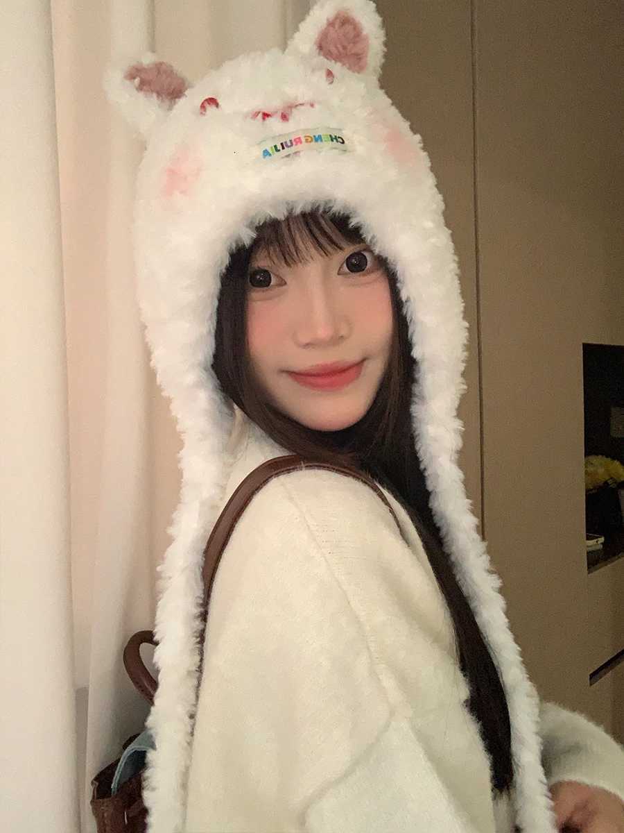 Cute Pet Rabbit Thickened Warm Plush Hat Winter New knitted Versatile Earmuffs Lei Feng HatXJ250910