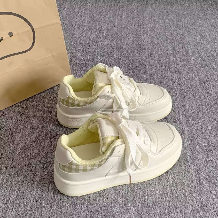 2025 Spring Summer New Women's Sneakers Ins Trend Versatile Niche Thick-Soled White Casual Sports Bread Shoes