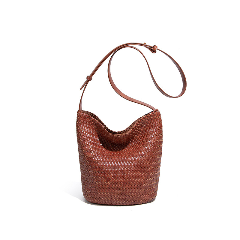 New High-End Handwoven for Women Tote Large Capacity Shoulder Handbag Bucket Crossbody Bag