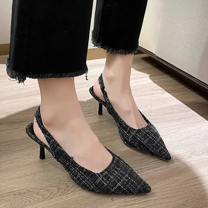 Brand Designer Slingbacks High Heels Pumps Women Blue Pointed Toe Party Shoes for Woman 2023 Summer Thin Heeled Sandals Ladies W250910