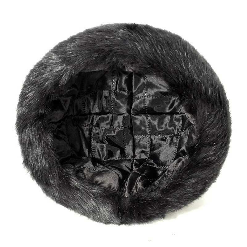 Men Faux Mink Fur Russian Cossack Hat Ushanka Winter Warm Black HatXJ250910