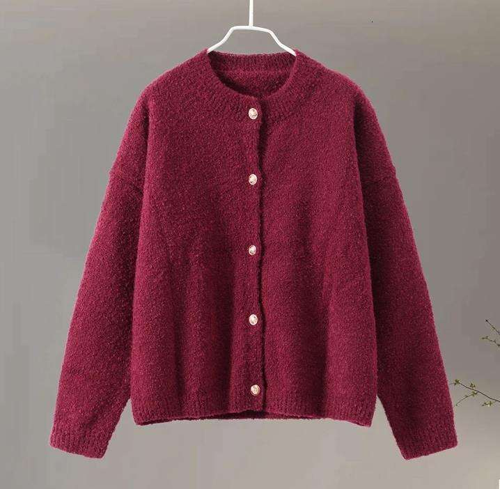 Autumn And Winter New Loose Buttoned Knitted Sweater Long Sleeve Cardigan Coat For Women B3