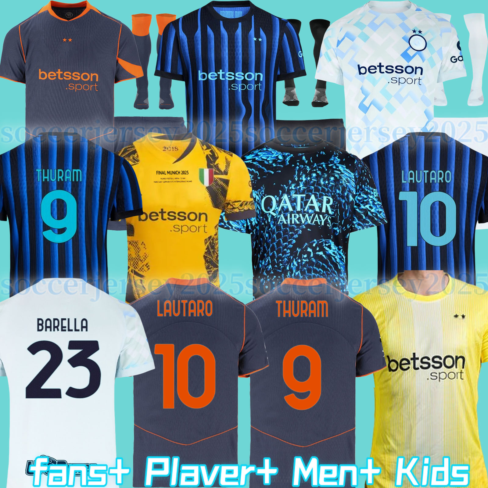 4XL 24 2025 26 THURAM 4th Soccer Jerseys LAUTARO CALHANOGLU TAREMI InTEr CORREA ARNAUTOVIC FRATTESI BARELLA ZIELINSKI Men Kids Kit socks sets football shirt
