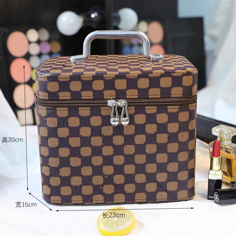 Free shipping designer bag Makeup bag for women portable large capacity new high-end cosmetics storage box with mirror black brown white