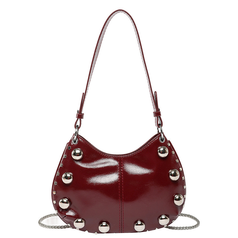 2025 autumn new handbag Korean style niche design versatile trend fashionable rivet bag women's shoulder bag designer bag