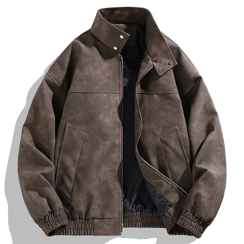 Free shipping designer Mens Jackets classic light luxury hot selling vintage tie dye leather jacket for men in spring and autumn stand up collar coat 