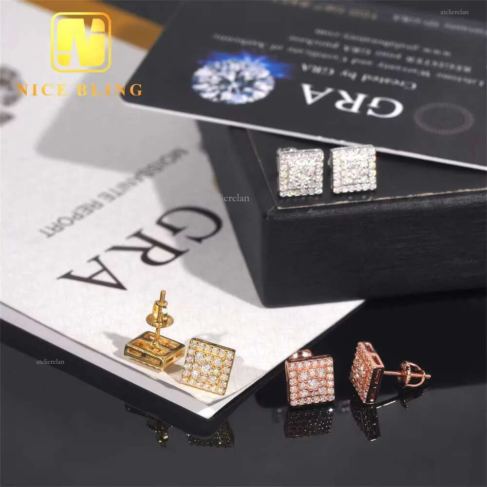 Hot Sale Hip Hop Jewelry Iced Out Ear Studs Sterling Sier VVS Moissanite Stud Earring for Women