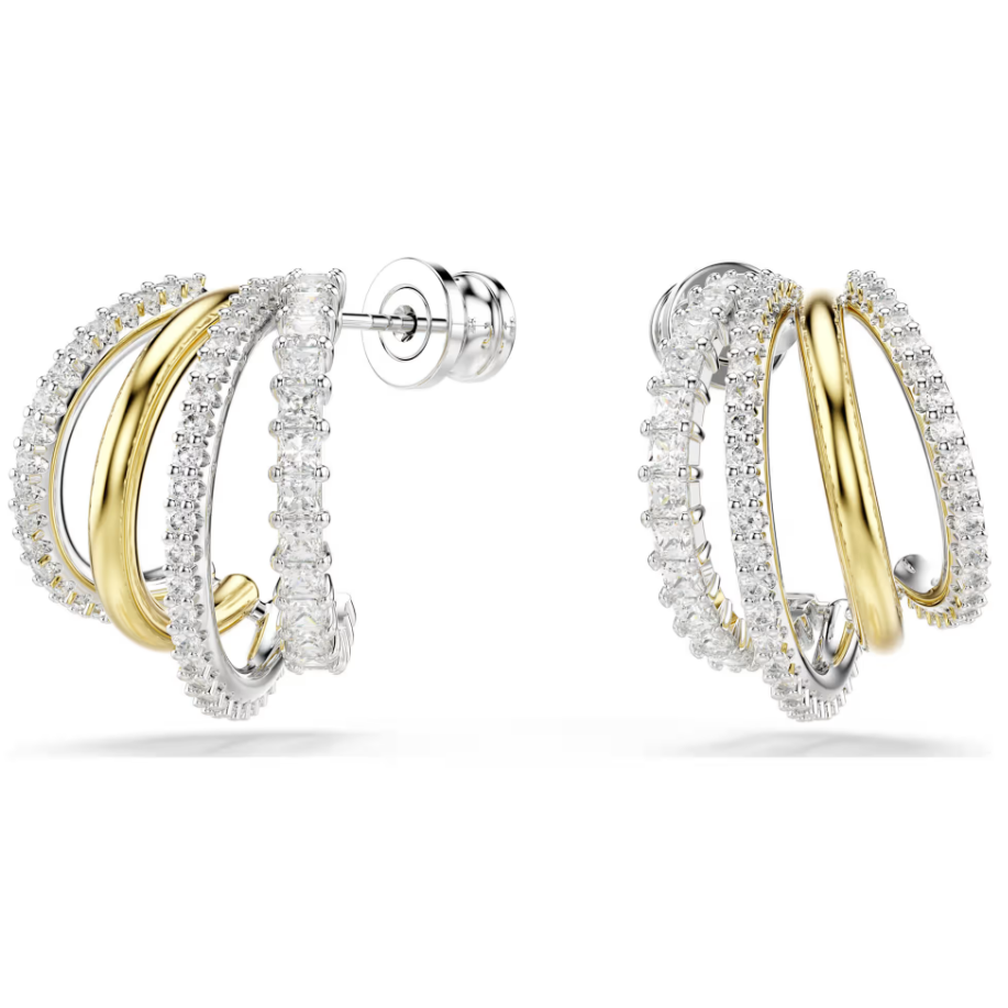 Pave Crystal Lines Stud Earrings 925 Sterling Silver Transparent CZ Stone Fashion Earring Jewelry Birthday Party Gift For Women