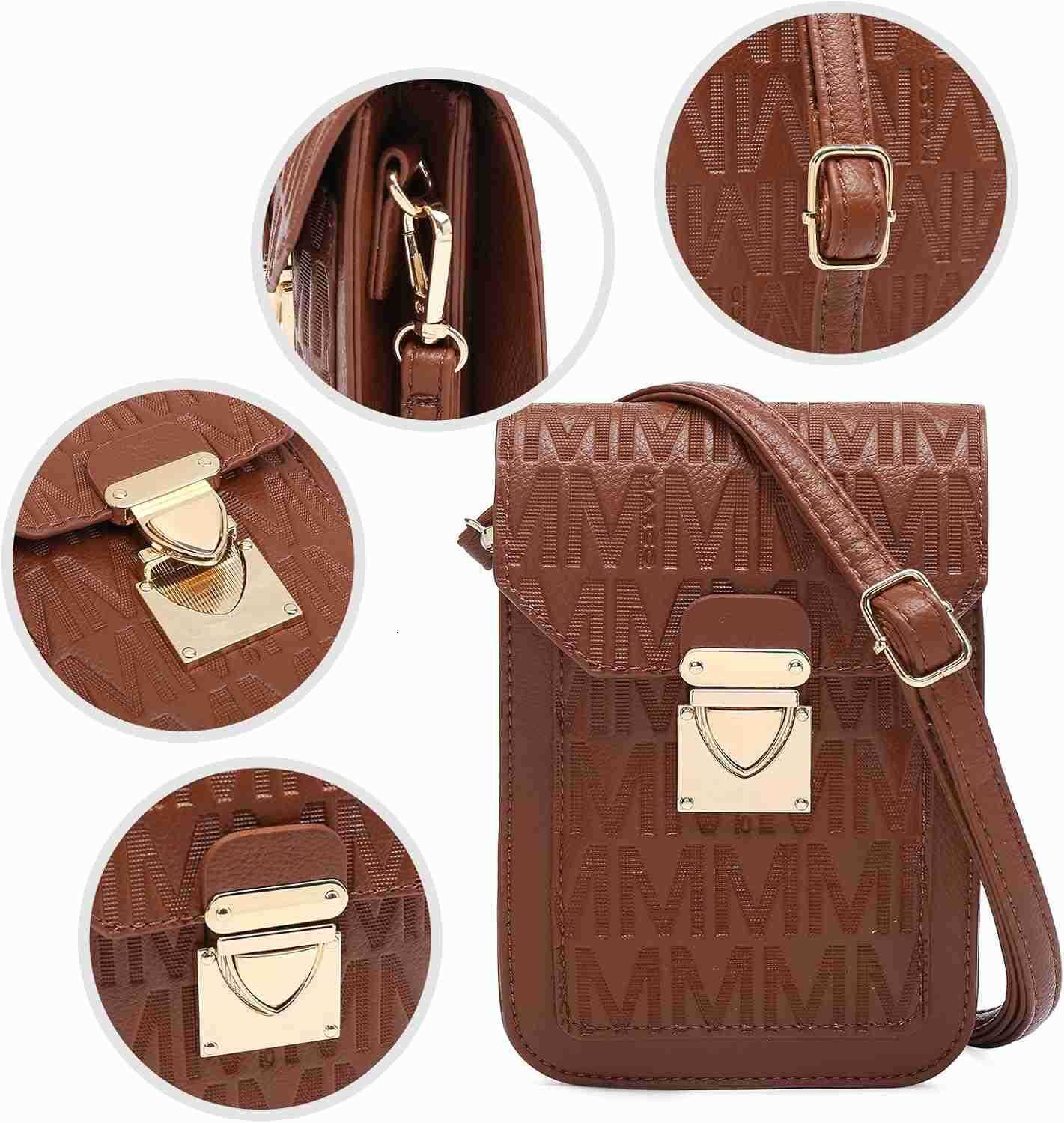 Women Fashion Signature Lightweight Cute Small Crossbody Bags Cell Phone Purse Wallet Shoulder Bag With Snap ClosureW250909