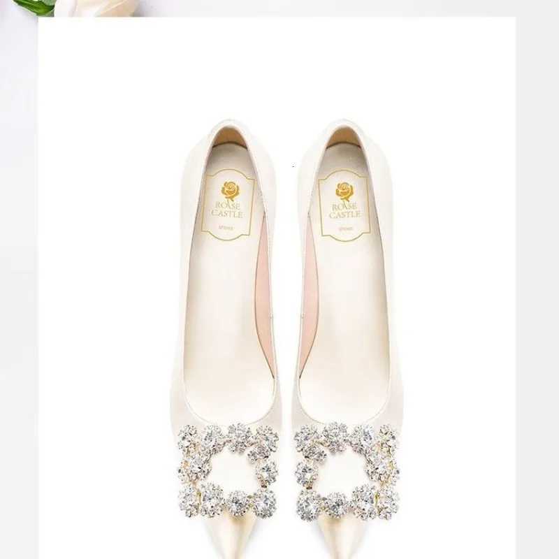 New Style Woman Shoes Luxury Pumps Pointed Toe Party High Heels White Wedding Shoes Rhinestone Womens Bridal Shoes Women W250910