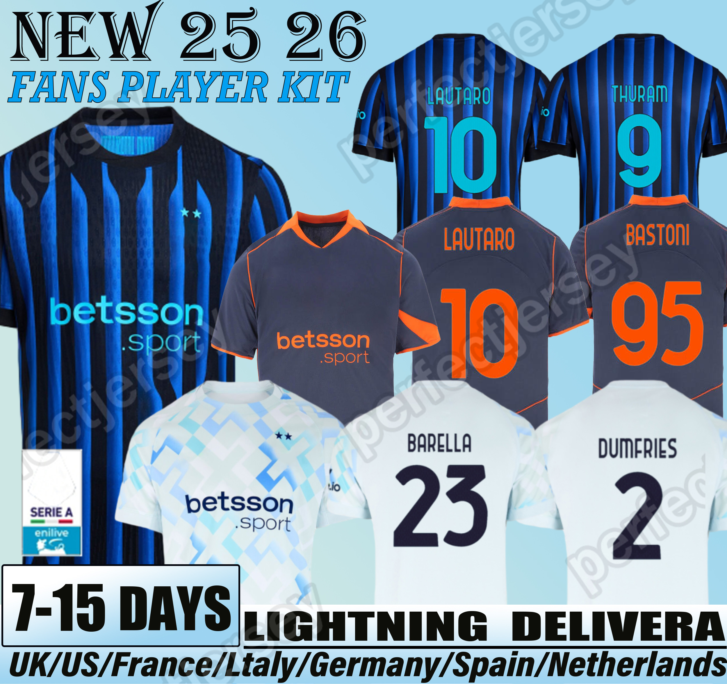 Inter MilanJersey 25 26 inter millan 46 ROSSI Lautaro Martinez Marcus Thuram Stefan de Vrij Alessandro Bastoni DIMARCO BARELLA Football Shirt Inter Jersey