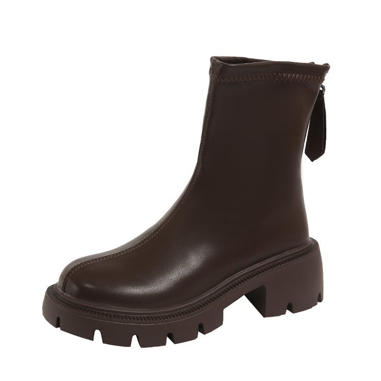 Women's thick soled Martin boots autumn and winter designer's new elastic thin boots single-layer double-layer cotton style Martin boots