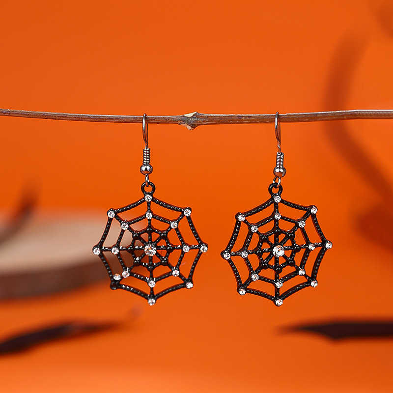 Gothic Bat Spider Dangle Earrings for Women Halloween Party Horror Drop Earrings with Skull Ghost Charm