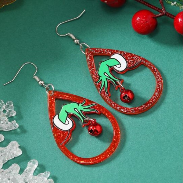 Hot selling acrylic Christmas green headed monster earrings necklace keychain bag pendant accessories in Europe and America