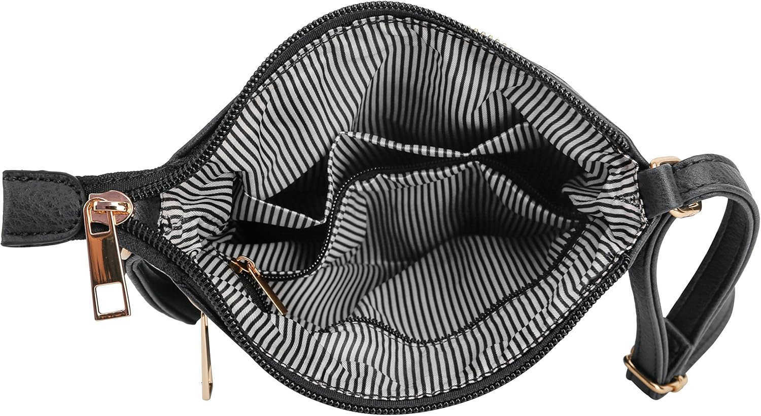 Crossbody Purse Bag Shoulder Bag Multi Pocket Zipper Purse Black M250910