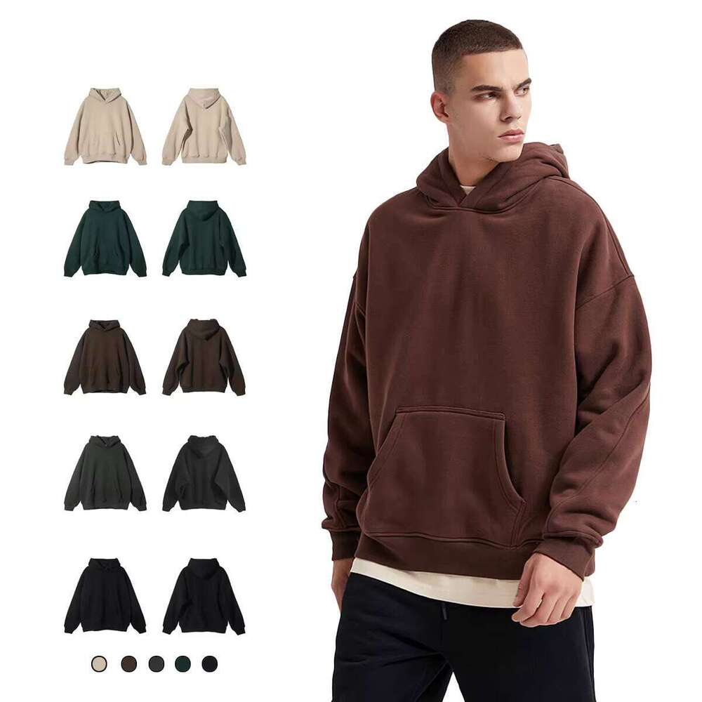 Logo Cordless Oversized Drop Shoulder Pullover Wool Men's Hoodie & Sweatshirt