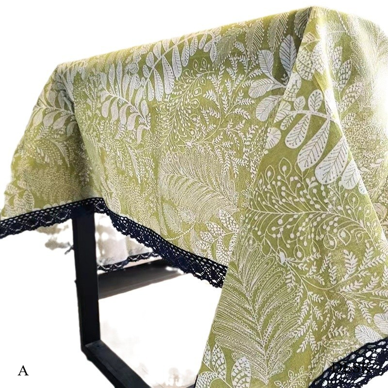 Mori Leaf Floral Fabric Coffee Table Balcony Dining Side Table Cover Towel TU2