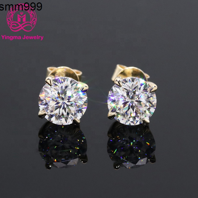 Classic Stud Earrings 14k White Yellow Gold Diamond Moissanite Earrings 05ct1ct2ct Round VVS White D Moissanite Earrings