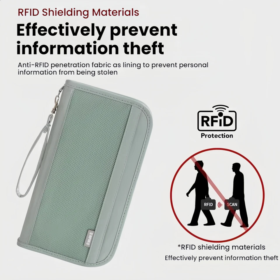 Boarding Passport Ticket Organizer Secure passport wallet with multiple card slots and quick scan ID RFID blockingtan250906