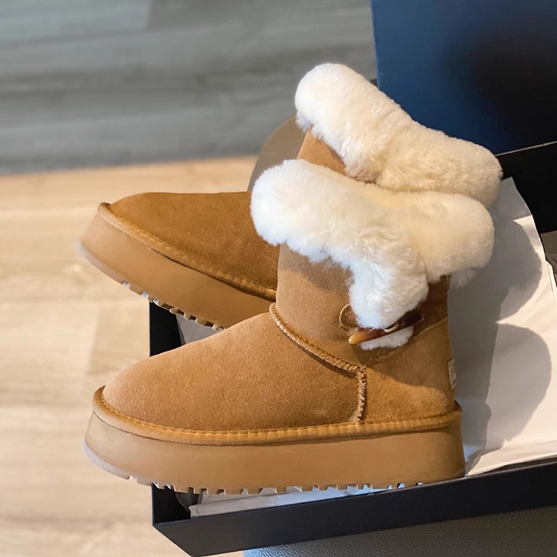 Free shipping Designer Boots Snow boots women in winter with plush thick sole for increased warmth fashionable cotton shoes