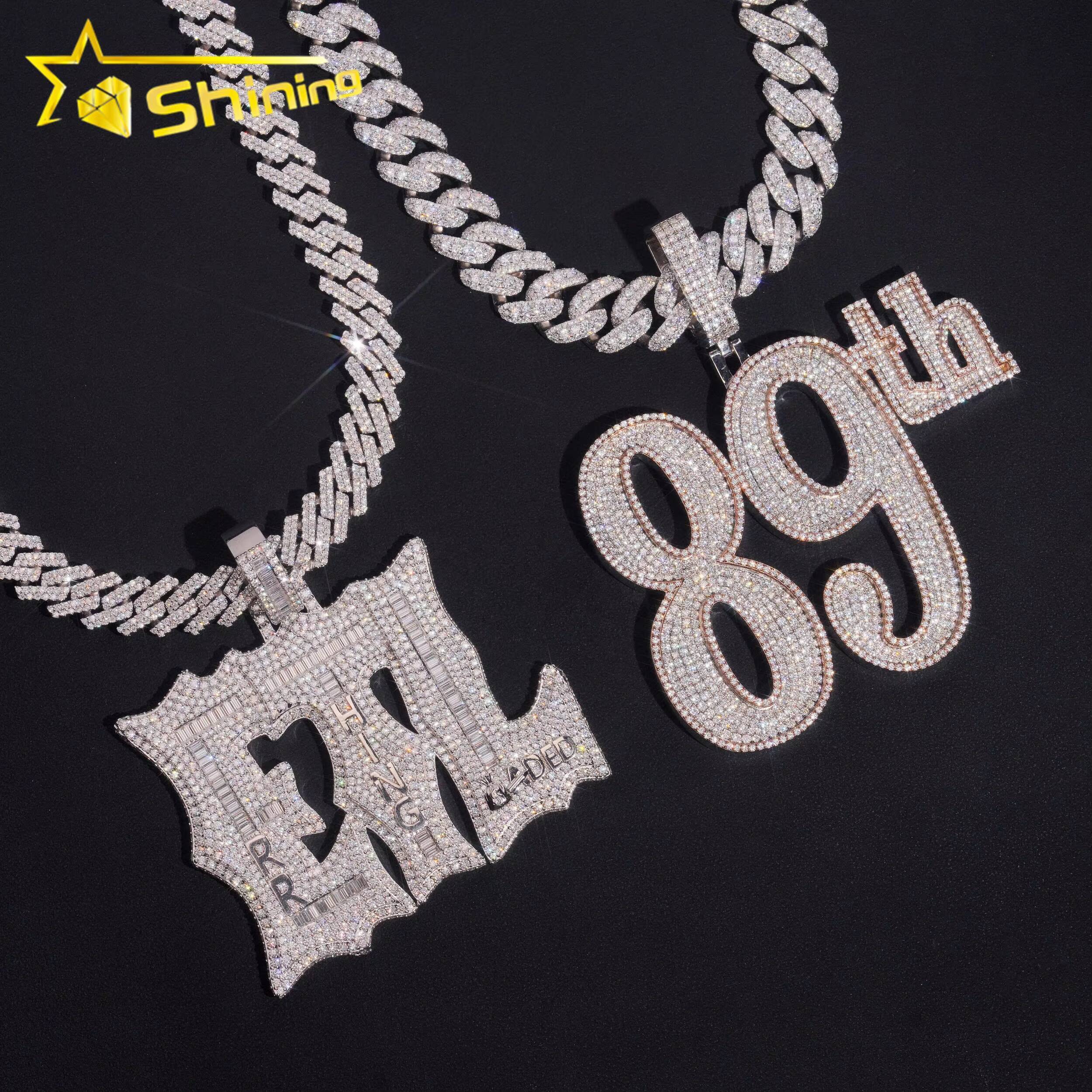 Hip Hop Mossanite Pendant Custom Letter Number Pendant S925 Sterling Gold Plated Iced Out VVS Moissanite Diamond Pendant