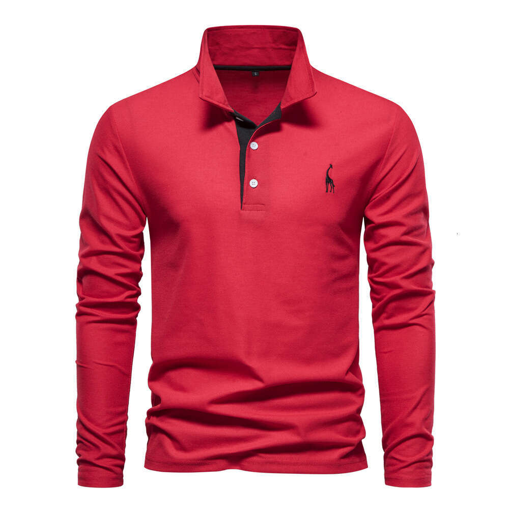 2024 Spring and Autumn New Cotton Polo Shirt Fashion Casual Men's Deer Embroidered Long Sleeve Wholesale Spot