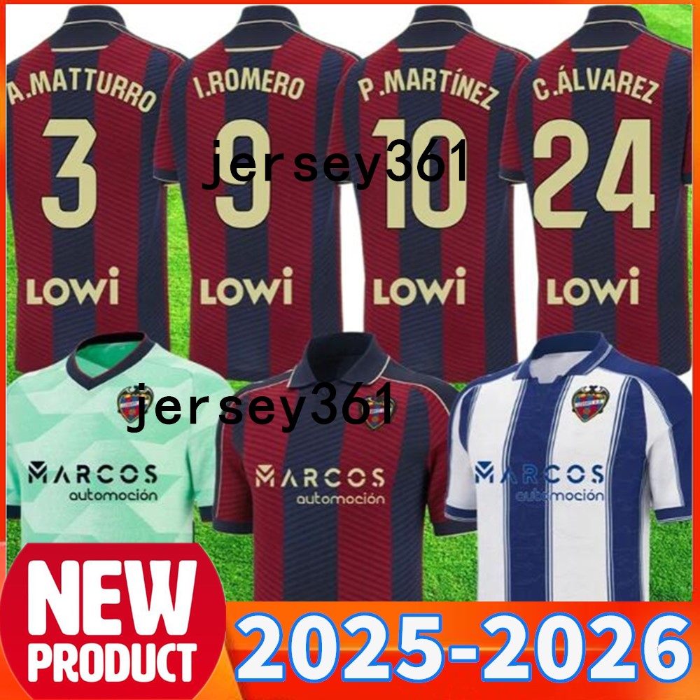 2025 2026 Levante UD Soccer Jerseys Levante 25 26 Home red and blue away white and blue Released of Portal de Vallejo LUD Granotes Shirts The Frogs Football shirt