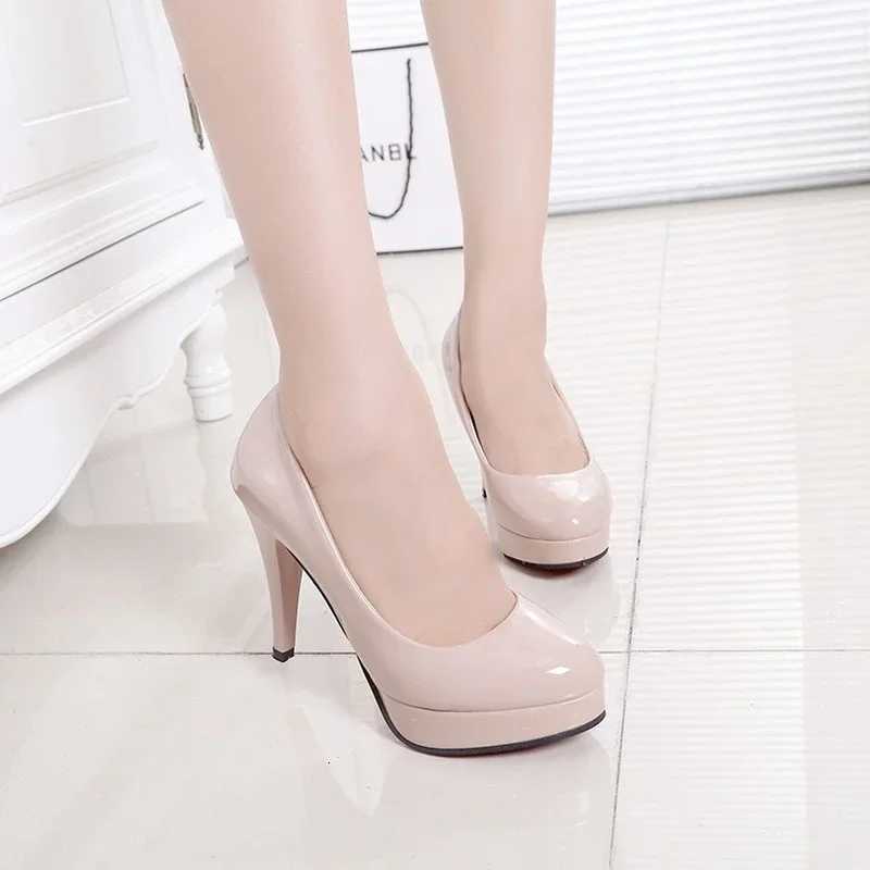 2024 Womens Highheeled Shoes Sexy Round Toe Womens Platform Heeled Shoes Patent Leather Party Dress Ladies Shoes Plus Size W250910