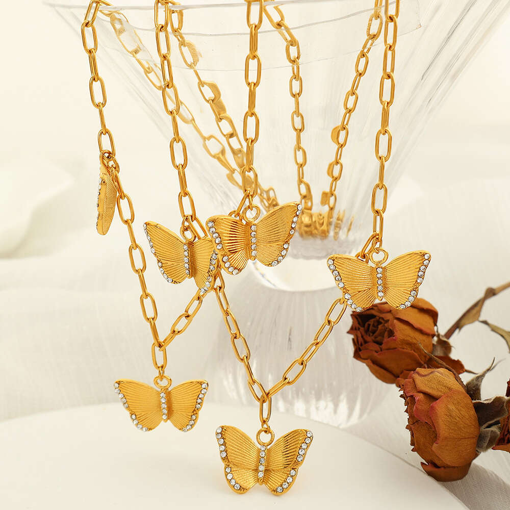 Fashion Commuting Ins Style Butterfly Pendant Trendy Fairy Temperament Personality Versatile Necklace Earrings