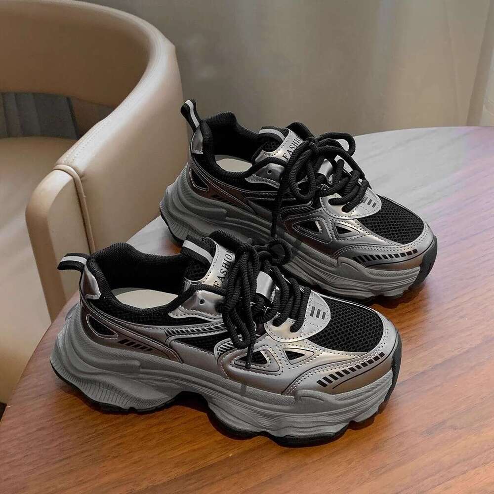 Women's Dad Sneakers 2025 Spring Summer New Thick Sole Height Increasing Mesh Breathable Versatile Lightweight Sports Casual Shoes