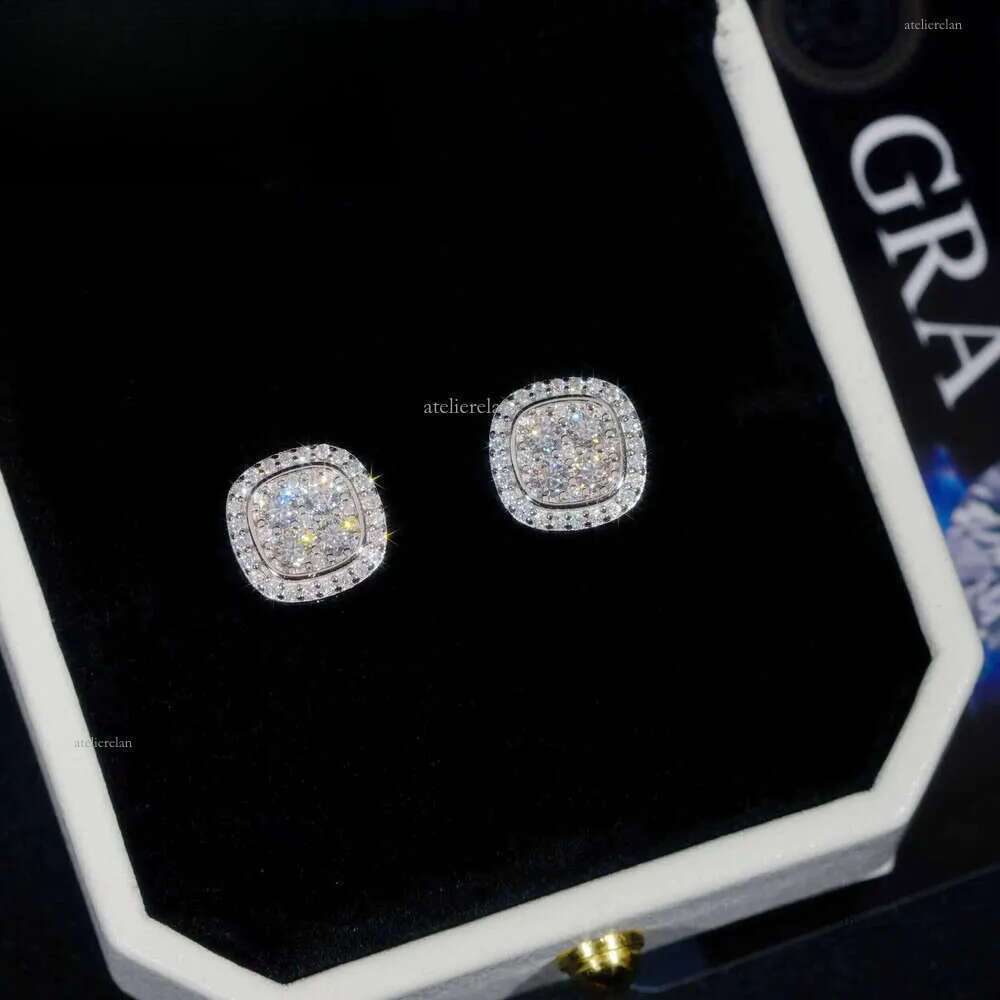 Fast Shipping 10mm Mens Earring Gold Plated Sterling Sier Iced Out VVS Dia Moissanite Screw Back Stud Earrings