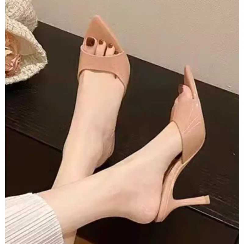 Summer New Popular Solid Color All Match Fine Heels Comfortable Womens Shoes Fashionable Pointy Open Toe Sexy High Heel Slipper W250910